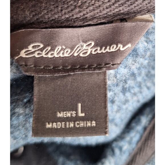 Eddie Bauer Men's Large Light Blue Knit Snap Closure Pullover Sweatshirt Jacket - Picture 3 of 7